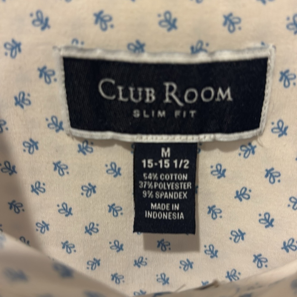 Club Room White Shirt with Blue flowers